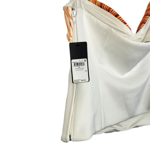GUESS Sonya Strapless Setting Sun Printed White Bustier Top Women Sz XL - Picture 6 of 7